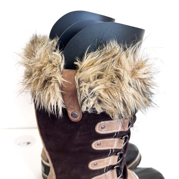 Sorel Joan Of Artic Waterproof Womens Boots Size 7 Brown Faux Fur Suede Winter - Picture 6 of 11